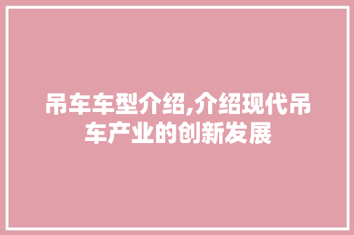 吊车车型介绍,介绍现代吊车产业的创新发展