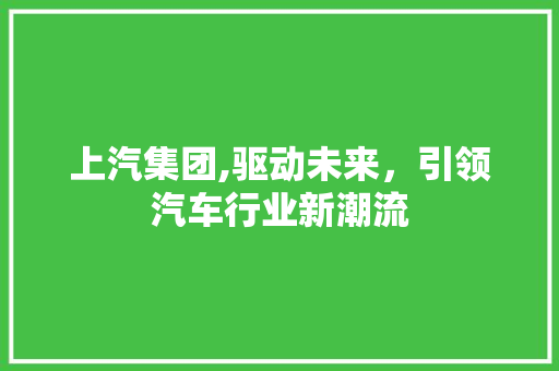 上汽集团,驱动未来，引领汽车行业新潮流