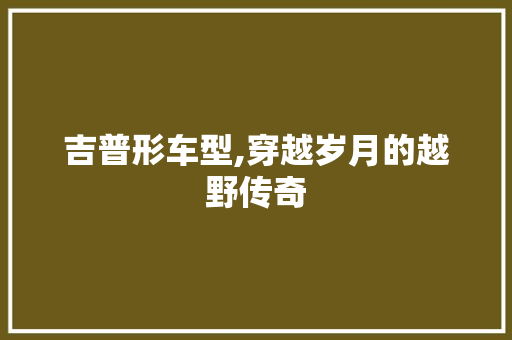 吉普形车型,穿越岁月的越野传奇
