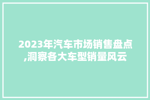 2023年汽车市场销售盘点,洞察各大车型销量风云