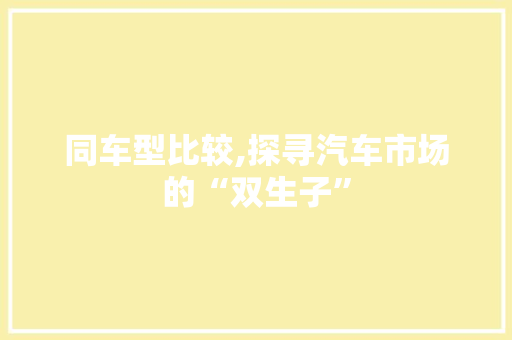 同车型比较,探寻汽车市场的“双生子”