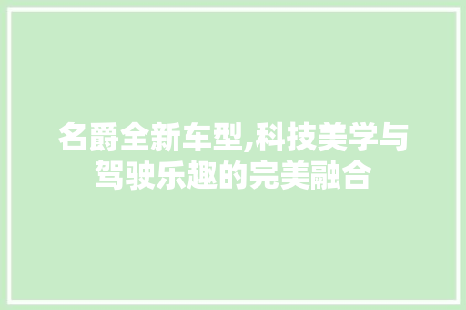 名爵全新车型,科技美学与驾驶乐趣的完美融合