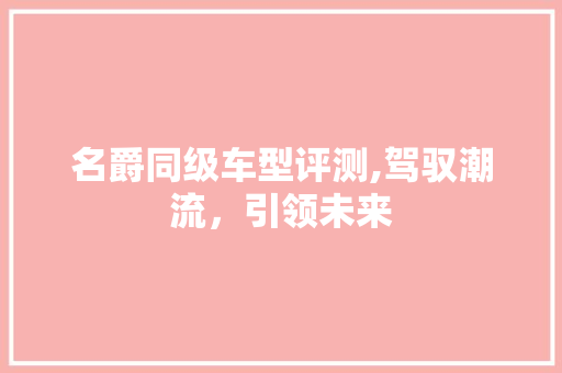 名爵同级车型评测,驾驭潮流，引领未来