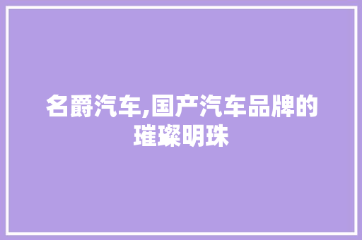 名爵汽车,国产汽车品牌的璀璨明珠