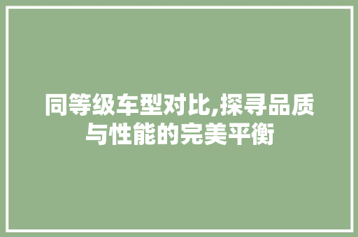 同等级车型对比,探寻品质与性能的完美平衡