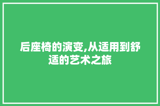 后座椅的演变,从适用到舒适的艺术之旅