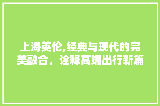 上海英伦,经典与现代的完美融合，诠释高端出行新篇章