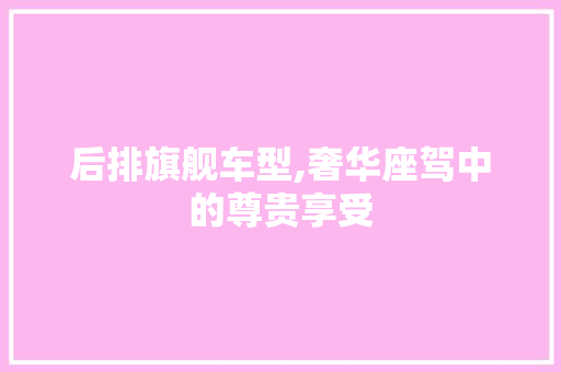 后排旗舰车型,奢华座驾中的尊贵享受