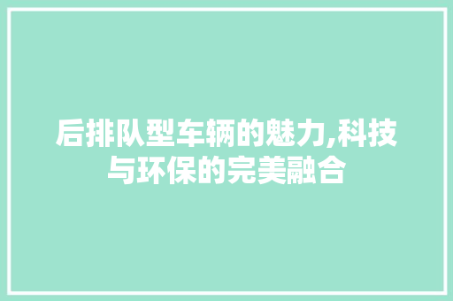 后排队型车辆的魅力,科技与环保的完美融合