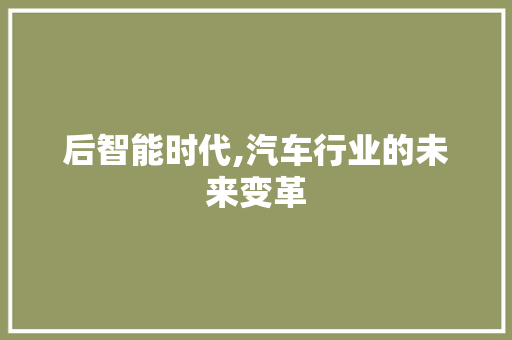 后智能时代,汽车行业的未来变革