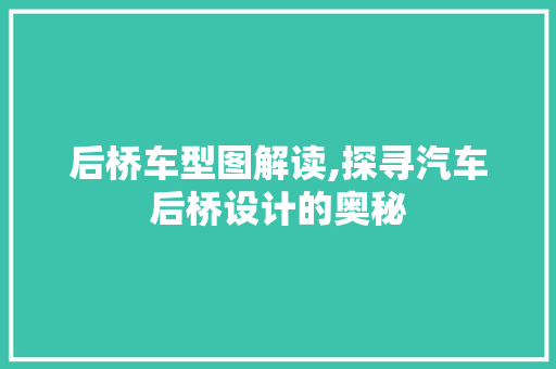 后桥车型图解读,探寻汽车后桥设计的奥秘