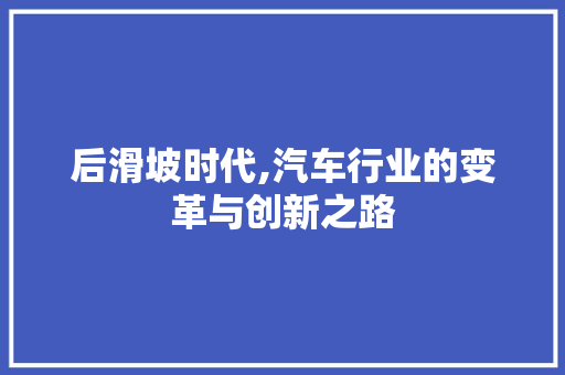 后滑坡时代,汽车行业的变革与创新之路