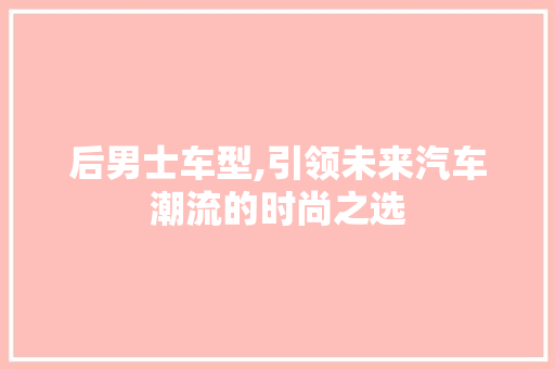 后男士车型,引领未来汽车潮流的时尚之选