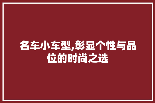 名车小车型,彰显个性与品位的时尚之选