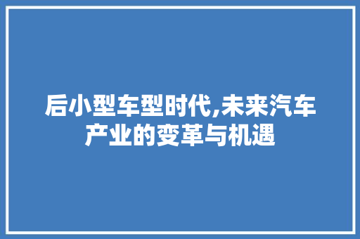 后小型车型时代,未来汽车产业的变革与机遇 发动机配件