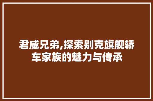 君威兄弟,探索别克旗舰轿车家族的魅力与传承