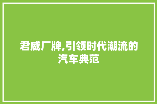 君威厂牌,引领时代潮流的汽车典范