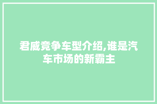 君威竞争车型介绍,谁是汽车市场的新霸主