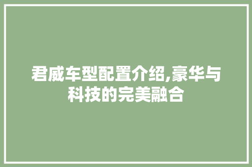 君威车型配置介绍,豪华与科技的完美融合