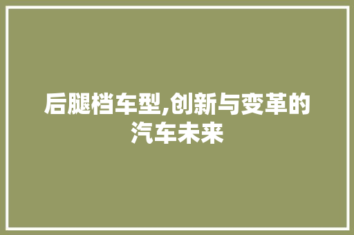 后腿档车型,创新与变革的汽车未来