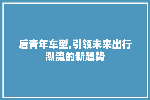 后青年车型,引领未来出行潮流的新趋势