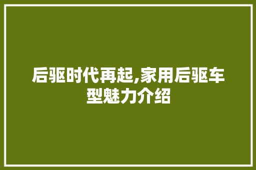 后驱时代再起,家用后驱车型魅力介绍