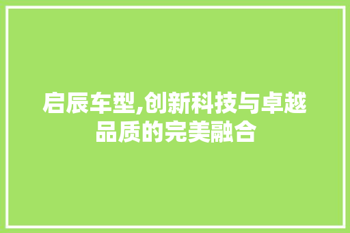 启辰车型,创新科技与卓越品质的完美融合