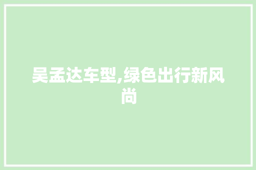 吴孟达车型,绿色出行新风尚