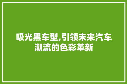 吸光黑车型,引领未来汽车潮流的色彩革新