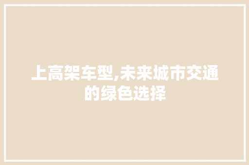 上高架车型,未来城市交通的绿色选择
