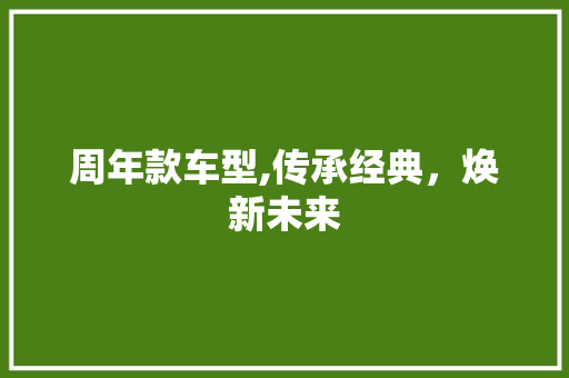 周年款车型,传承经典，焕新未来