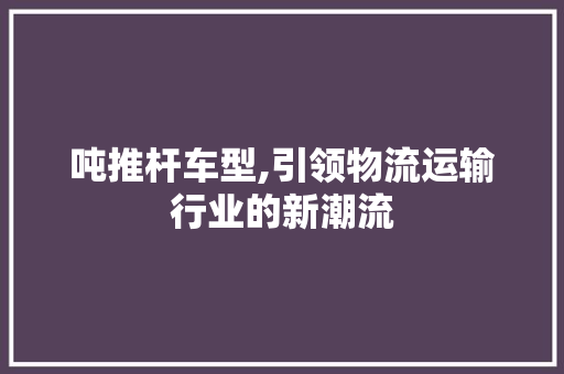 吨推杆车型,引领物流运输行业的新潮流