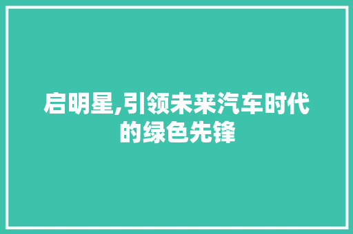 启明星,引领未来汽车时代的绿色先锋