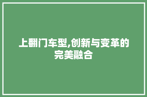 上翻门车型,创新与变革的完美融合