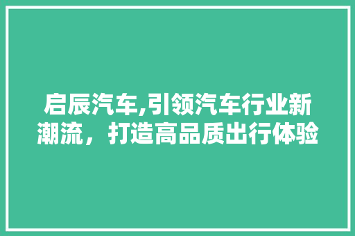 启辰汽车,引领汽车行业新潮流，打造高品质出行体验