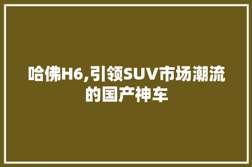 哈佛H6,引领SUV市场潮流的国产神车