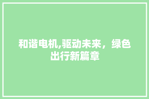 和谐电机,驱动未来，绿色出行新篇章