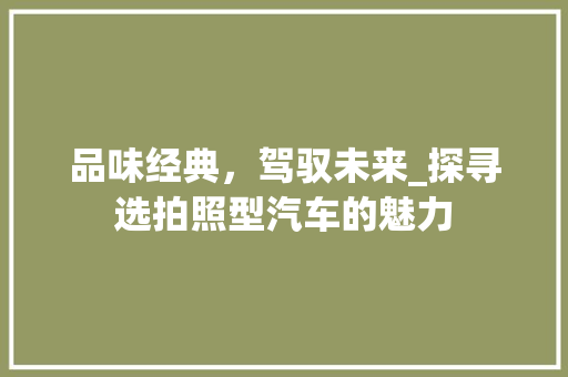 品味经典，驾驭未来_探寻选拍照型汽车的魅力