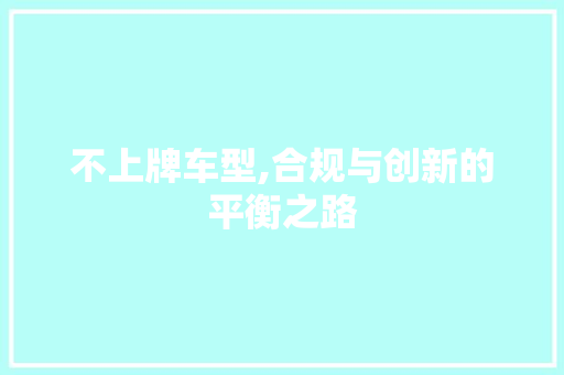 不上牌车型,合规与创新的平衡之路