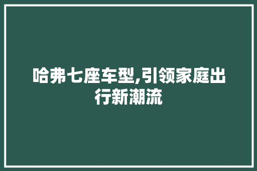 哈弗七座车型,引领家庭出行新潮流