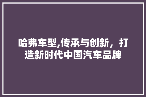 哈弗车型,传承与创新，打造新时代中国汽车品牌