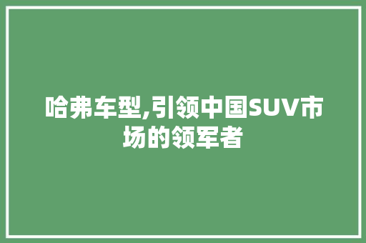 哈弗车型,引领中国SUV市场的领军者
