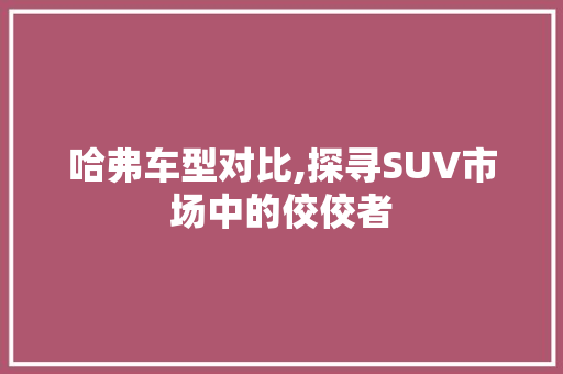 哈弗车型对比,探寻SUV市场中的佼佼者