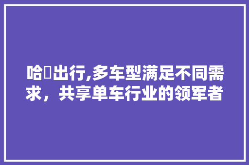 哈啰出行,多车型满足不同需求，共享单车行业的领军者