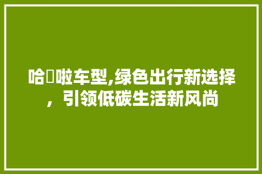 哈啰啦车型,绿色出行新选择，引领低碳生活新风尚