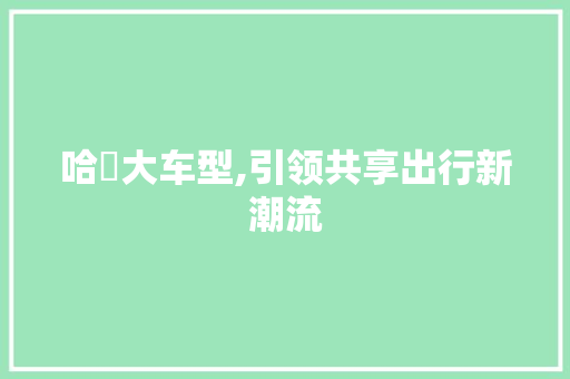 哈啰大车型,引领共享出行新潮流