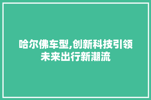 哈尔佛车型,创新科技引领未来出行新潮流