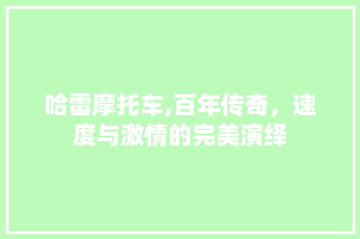 哈雷摩托车,百年传奇，速度与激情的完美演绎