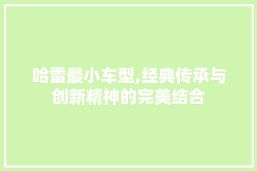 哈雷最小车型,经典传承与创新精神的完美结合