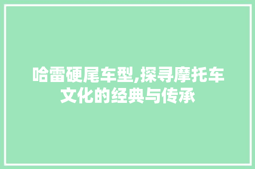 哈雷硬尾车型,探寻摩托车文化的经典与传承